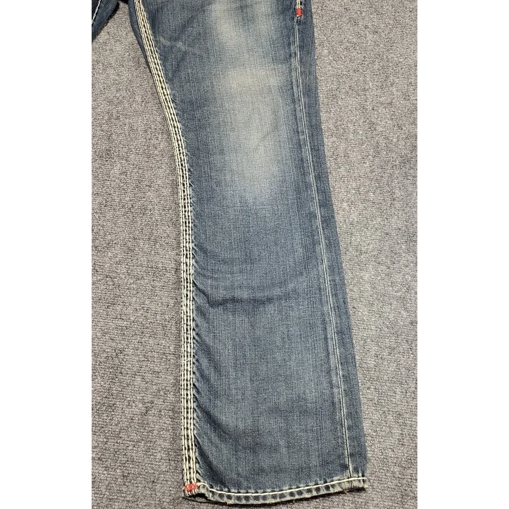 Vtg True Religion Men's Dark Desire Blue Red White Rope Stitch Jeans Size 38
